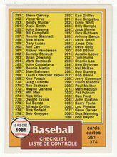 Load image into Gallery viewer, Checklist # 251 - # 374 (MLB Baseball Card) 1981 O-Pee-Chee # 338 NM