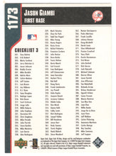 Load image into Gallery viewer, Checklist # 3 - Jason Giambi - New York Yankees (MLB Baseball Card) 2002 Upper Deck 40-Man # 1173 Mint