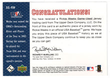 Load image into Gallery viewer, Rickie Weeks - Team USA - Star-Spangled Swatches - Jersey (MLB Baseball Card) 2003 Upper Deck # SS-RW Mint