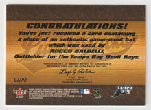 Load image into Gallery viewer, Rocco Baldelli - Tampa Bay Devil Rays - Lumberjacks Bat - Silver (MLB Baseball Card) 2005 Fleer Platinum # RB - LJ Mint