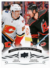 Load image into Gallery viewer, Noah Hanifin - Dougie Hamilton - Calgary Flames - Checklist - Series Two (NHL Hockey Card) 2018-19 Upper Deck # 450 Mint