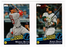 Load image into Gallery viewer, Khris Davis - Mookie Betts - Brad Hand - League Leaders (MLB Baseball Card) 2019 Topps Stickers 119 Mint