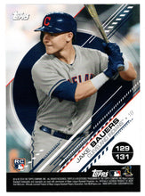 Load image into Gallery viewer, Jacob deGrom - Max Scherzer - Jake Bauers - League Leaders (MLB Baseball Card) 2019 Topps Stickers 129 Mint