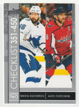 Load image into Gallery viewer, Checklist # 4 - Alex Ovechkin - Nikita Kucherov (NHL Hockey Card) 2021-22 Upper Deck # 450 Mint