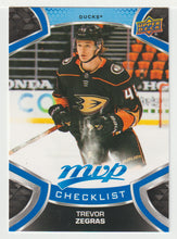 Load image into Gallery viewer, Trevor Zegras SP - Anaheim Ducks - Checklist # 3 (NHL Hockey Card) 2021-22 Upper Deck MVP Factory Set # 250 Mint