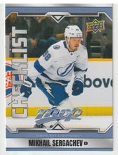 Load image into Gallery viewer, Mikhail Sergachev - Tampa Bay Lightning - Checklist # 101 - # 200 (NHL Hockey Card) 2024-25 Upper Deck MVP # 200 Mint