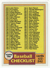 Load image into Gallery viewer, Checklist # 2 (122-242) (MLB Baseball Card) 1981 Topps # 241 Mint