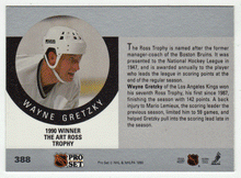 Load image into Gallery viewer, Art Ross Trophy - Wayne Gretzky - Los Angeles Kings (NHL Hockey Card) 1990-91 Pro Set # 388 Mint