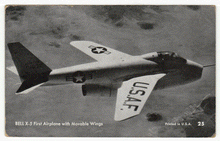 Load image into Gallery viewer, BELL X-5 - First Airplane with Movable Wings, USA Vintage Original Postcard # 2220 - New - 1950's - VG