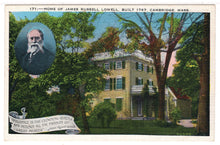 Load image into Gallery viewer, James Russell Lowell - Home, Cambridge, USA - Vintage Original Postcard # 1431 - New - 1930's NM