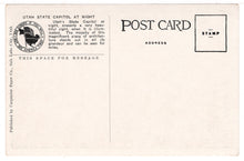 Load image into Gallery viewer, Utah State Capitol at Night, Salt Lake City, Utah, USA - Vintage Original Postcard # 1436 - New, 1950's - NM