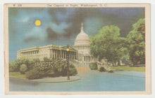 Load image into Gallery viewer, Capitol Building at Night, Washington, DC, USA Vintage Original Postcard # 1500 - New - 1950's VG