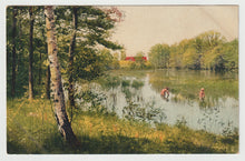 Load image into Gallery viewer, A Swim in a Lake in Switzerland - Art - Painting - Vintage Original Postcard # 1727 - New - 1950's