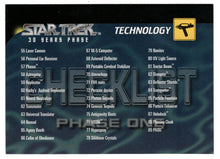 Load image into Gallery viewer, Checklist B Technology (Trading Card) - 30 Years of Star Trek - Phase One - 1995 Skybox # 100 - Mint