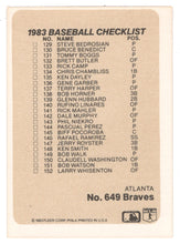 Load image into Gallery viewer, Checklists - Teams - St. Louis Cardinals - Atlanta Braves (MLB Baseball Card) 1983 Fleer # 649 Mint