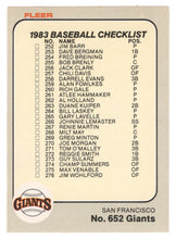 Load image into Gallery viewer, Checklists - Teams - San Francisco Giants - Montreal Expos (MLB Baseball Card) 1983 Fleer # 652 Mint