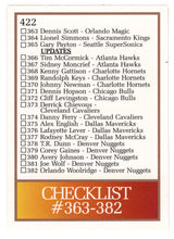 Load image into Gallery viewer, Checklist # 7 (# 342 - # 382) (NBA Basketball Card) 1990-91 Skybox # 422 Mint