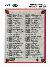 Load image into Gallery viewer, Checklist (# 501 - # 600) (NFL Football Card) 1991 Upper Deck # 600 Mint