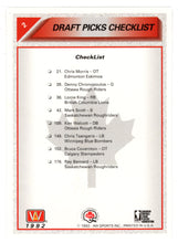Load image into Gallery viewer, Checklist - Draft Picks (CFL Football Card) 1992 All World # 2 Mint