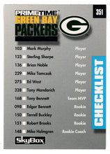 Load image into Gallery viewer, Green Bay Packers - Houston Oilers - Checklist (NFL Football Card) 1992 Skybox Prime Time # 351 Mint
