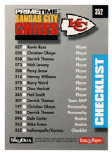 Load image into Gallery viewer, Indianapolis Colts - Kansas City Chiefs - Checklist (NFL Football Card) 1992 Skybox Prime Time # 352 Mint
