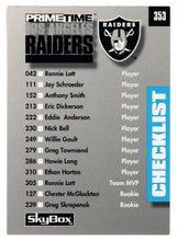 Load image into Gallery viewer, Los Angeles Raiders - Los Angeles Rams - Checklist (NFL Football Card) 1992 Skybox Prime Time # 353 Mint
