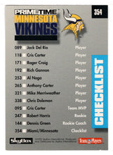 Load image into Gallery viewer, Miami Dolphins - Minnesota Vikings - Checklist (NFL Football Card) 1992 Skybox Prime Time # 354 Mint