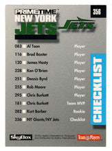 Load image into Gallery viewer, New York Giants - New York Jets - Checklist (NFL Football Card) 1992 Skybox Prime Time # 356 Mint