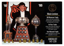 Load image into Gallery viewer, Mario Lemieux - Pittsburgh Penguins - Checklist # 3 (# 147 - # 220) (NHL Hockey Card) 1993-94 Leaf # 210 Mint