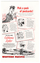Load image into Gallery viewer, California Zephyr - Western Pacific Railway Vintage Ad - (Pick a Pack of Postcards) # 121 - 1960's