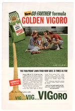 Load image into Gallery viewer, Golden Vigoro Lawn Food Vintage Ad (New GO-FARTHER Formula) # 275 - 1960's