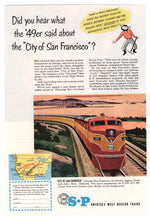 Load image into Gallery viewer, Southern Pacific Railway Vintage Ad - (City of San Francisco) # 278 - 1960's