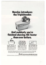 Load image into Gallery viewer, Norelco Electric Shavers Vintage Ad (Norelco Introduces the Tripleheader) # 346 - 1960's