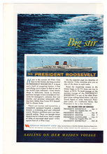 Load image into Gallery viewer, American President Cruise Lines Vintage Ad - (SS President Roosevelt Maiden Voyage to the Orient) # 390 - 1962