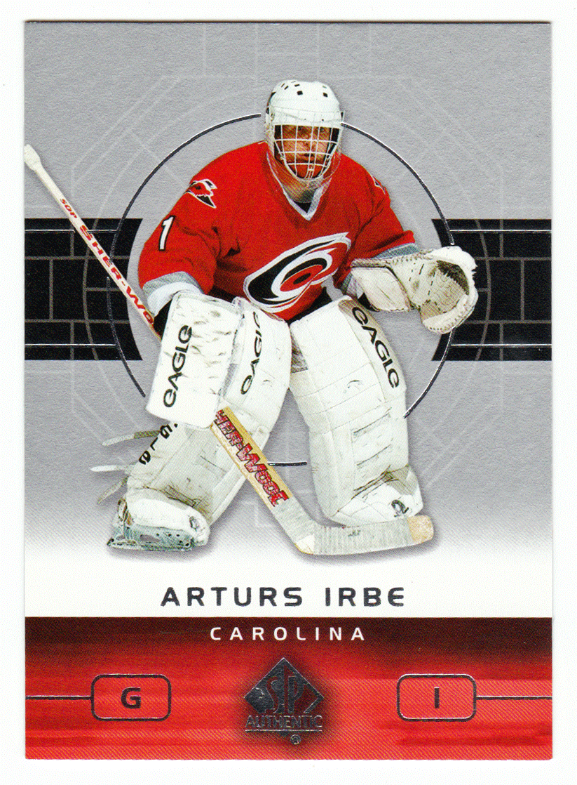 Arturs Irbe - Carolina Hurricanes (NHL Hockey Card) 2002-03 Upper Deck SP Authentic # 14 Mint