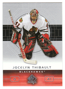 Jocelyn Thibault - Chicago Blackhawks (NHL Hockey Card) 2002-03 Upper Deck SP Authentic # 19 Mint