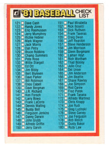 Checklist # 2 (MLB Baseball Card) 1981 Donruss # NNO NM/MT