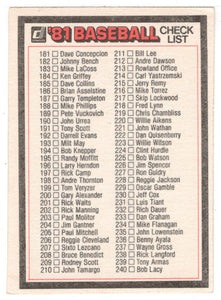 Checklist # 2 (MLB Baseball Card) 1981 Donruss # NNO NM/MT