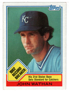 John Wathan - Kansas City Royals - Record Breaker (MLB Baseball Card) 1983 Topps # 6 NM/MT