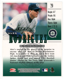 Alex Rodriguez - Seattle Mariners - 8 X 10 Portrait Photo Card (MLB Baseball Card) 1988 Donruss Studio # 20 Mint