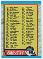 Checklist # 1 (#1 - #99) (NHL Hockey Card) 1989-90 Topps # 197 Mint