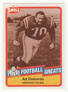 Art Donovan (NFL Football Card) 1989 Swell Greats # 62 Mint