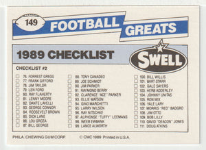 Checklist # 1 & # 2 (NFL Football Card) 1989 Swell Greats # 149 Mint