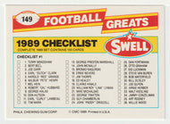 Checklist # 1 & # 2 (NFL Football Card) 1989 Swell Greats # 149 Mint