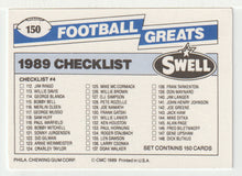 Load image into Gallery viewer, Checklist # 3 &amp; # 4 (NFL Football Card) 1989 Swell Greats # 150 Mint
