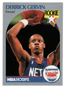Derrick Gervin RC - New Jersey Nets (NBA Basketball Card) 1990-91 Hoops # 196 Mint