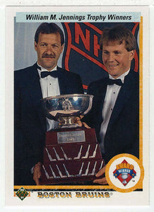 Andy Moog - Reggie Lemelin - Boston Bruins - William Jennings Trophy (NHL Hockey Card) 1990-91 Upper Deck # 209 Mint