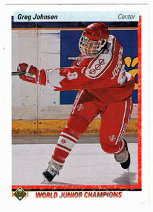Greg Johnson RC - Team Canada - World Junior Champions (NHL Hockey Card) 1990-91 Upper Deck # 460 Mint