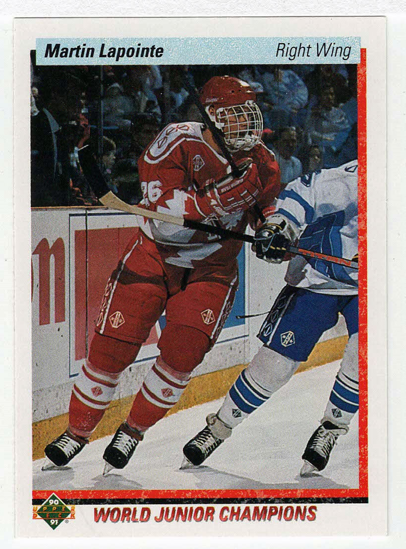 Martin Lapointe RC - Team Canada - World Junior Champions (NHL Hockey Card) 1990-91 Upper Deck # 467 Mint