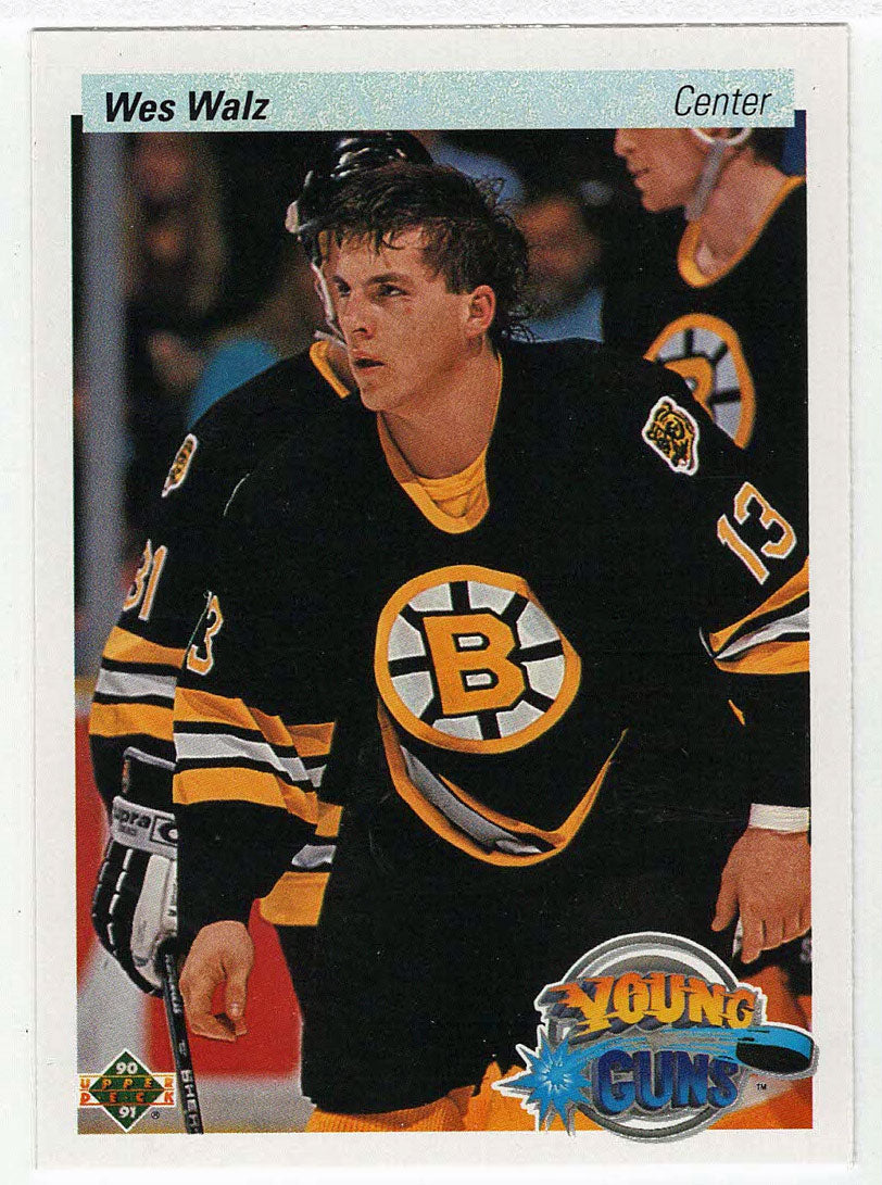 Wes Walz RC - Boston Bruins - Young Guns (NHL Hockey Card) 1990-91 Upper Deck # 527 Mint